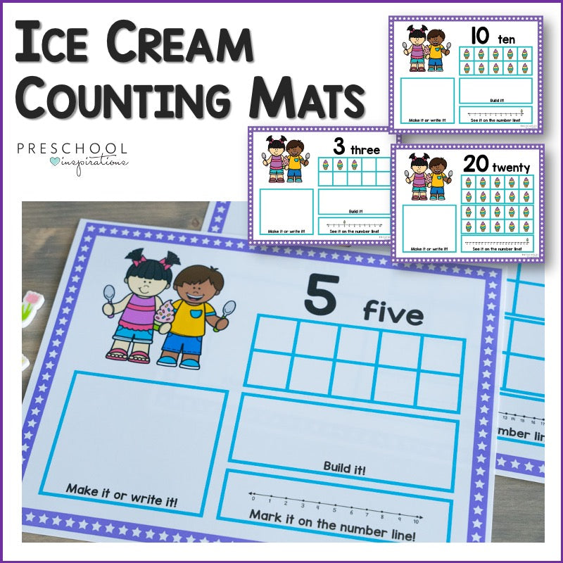 Ice Cream Ten Frame Counting Mats