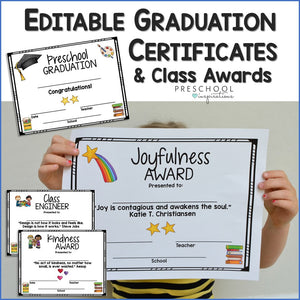 Editable Graduation Certificates and Class Awards