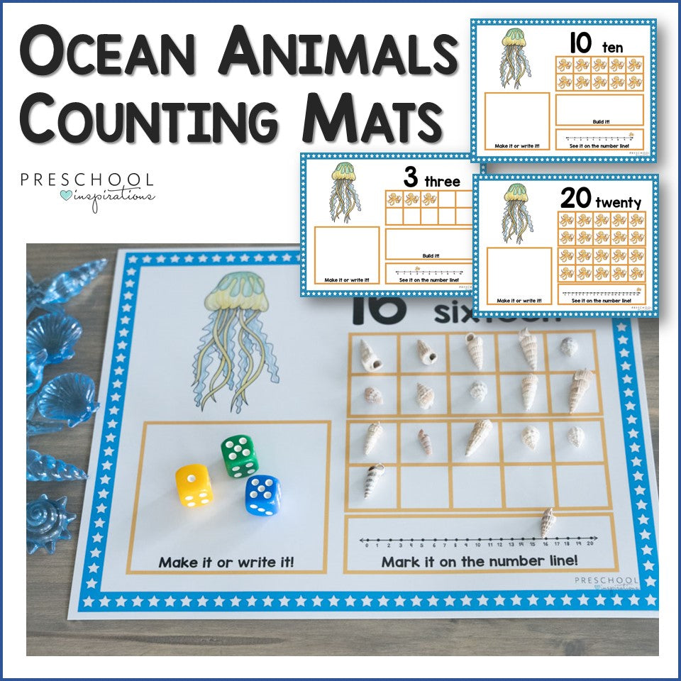 Ocean Animal Ten Frame Match Counting Mats