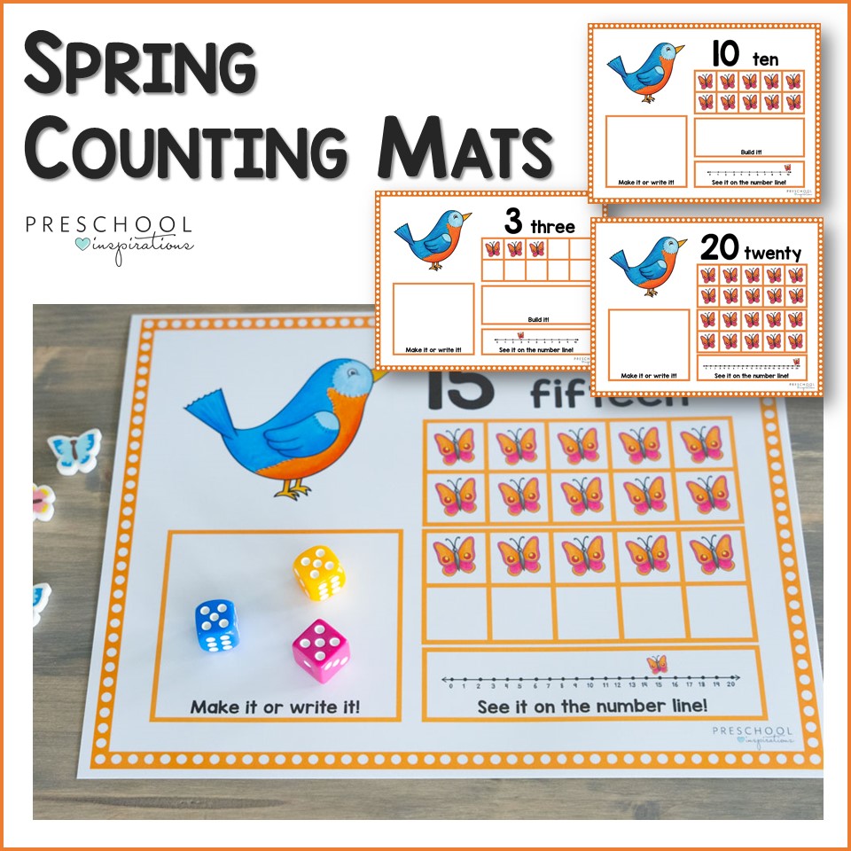 Spring Ten Frame Counting Mats